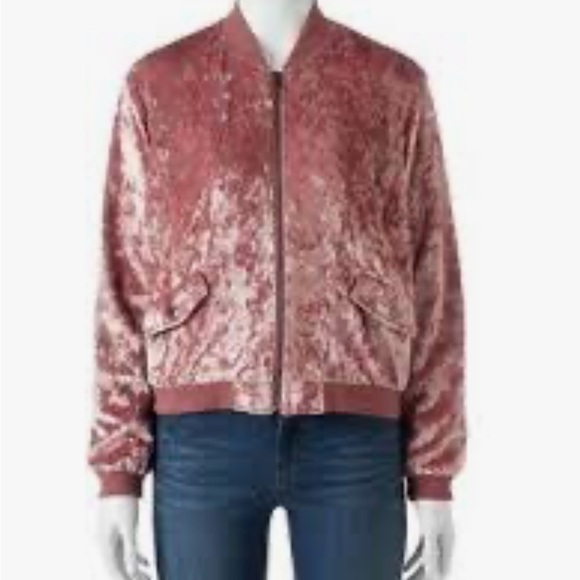 Cloud Chaser Jackets & Blazers - Cloud Chaser women’s sz L Rose Velvet Bomber Jacket spring summer cottagecore